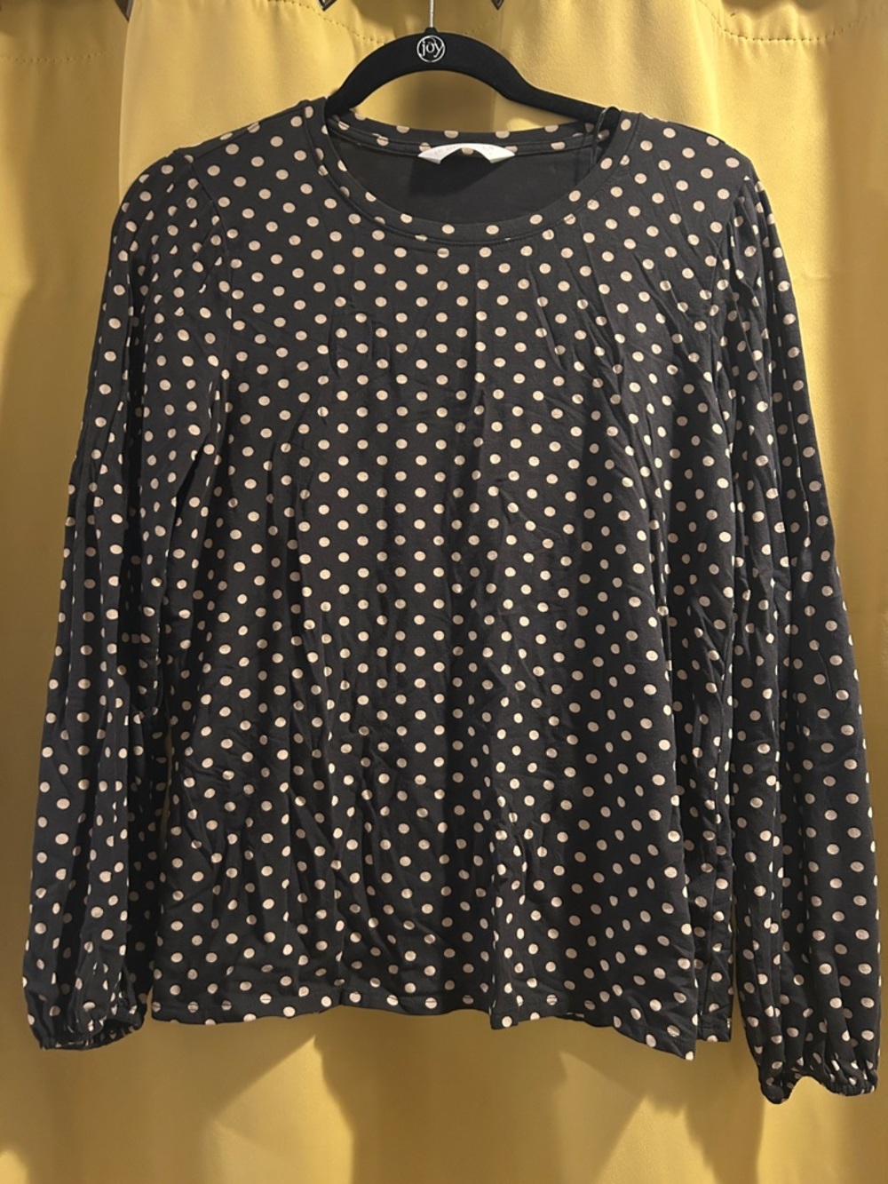 LC Lauren Conrad Black Polka Dot Top